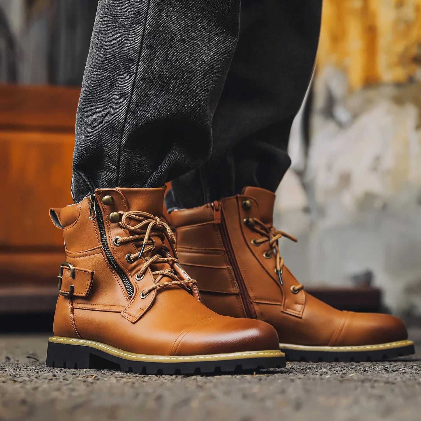 size 38-48 motorcycle boots men footwear man designer shoes ankle boots botines botas moto hombre botas casuales