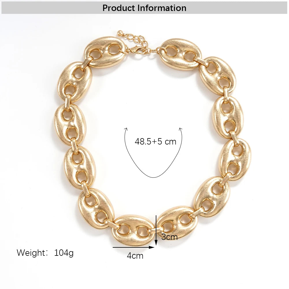 Contemporary Textured Mariner Chain Jewelry Set Polished Gold Tone Necklace And Bracelet Statement Jewelry For Womens Minimalist