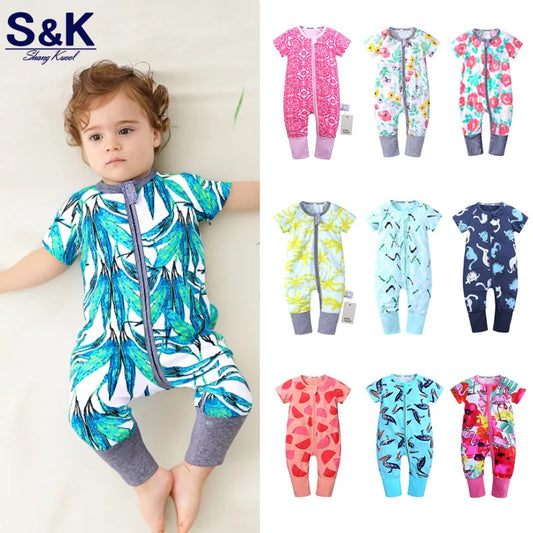0-3years Baby Rompers Newborn Clothes Short Sleeve Infant Printing Pajamas Cotton Soft Boys Girls Jumpsuit Costume Body Suit