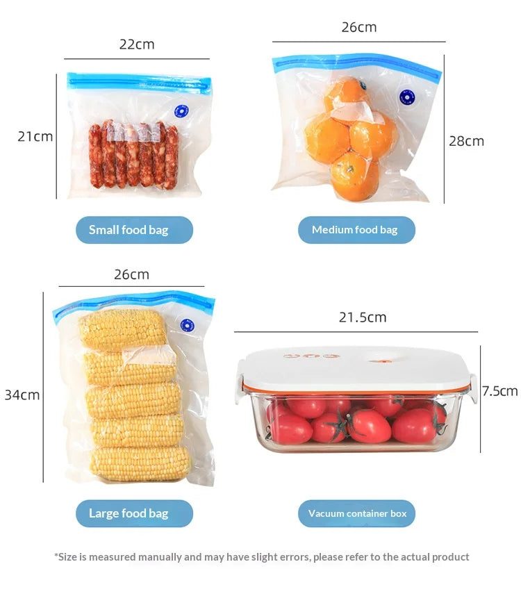 USB Charging Mini Handheld Vacuum Pump, Automatic Electric Food Vacuum Sealer for Fruit Meat Snack Storage with Vacuum Bags