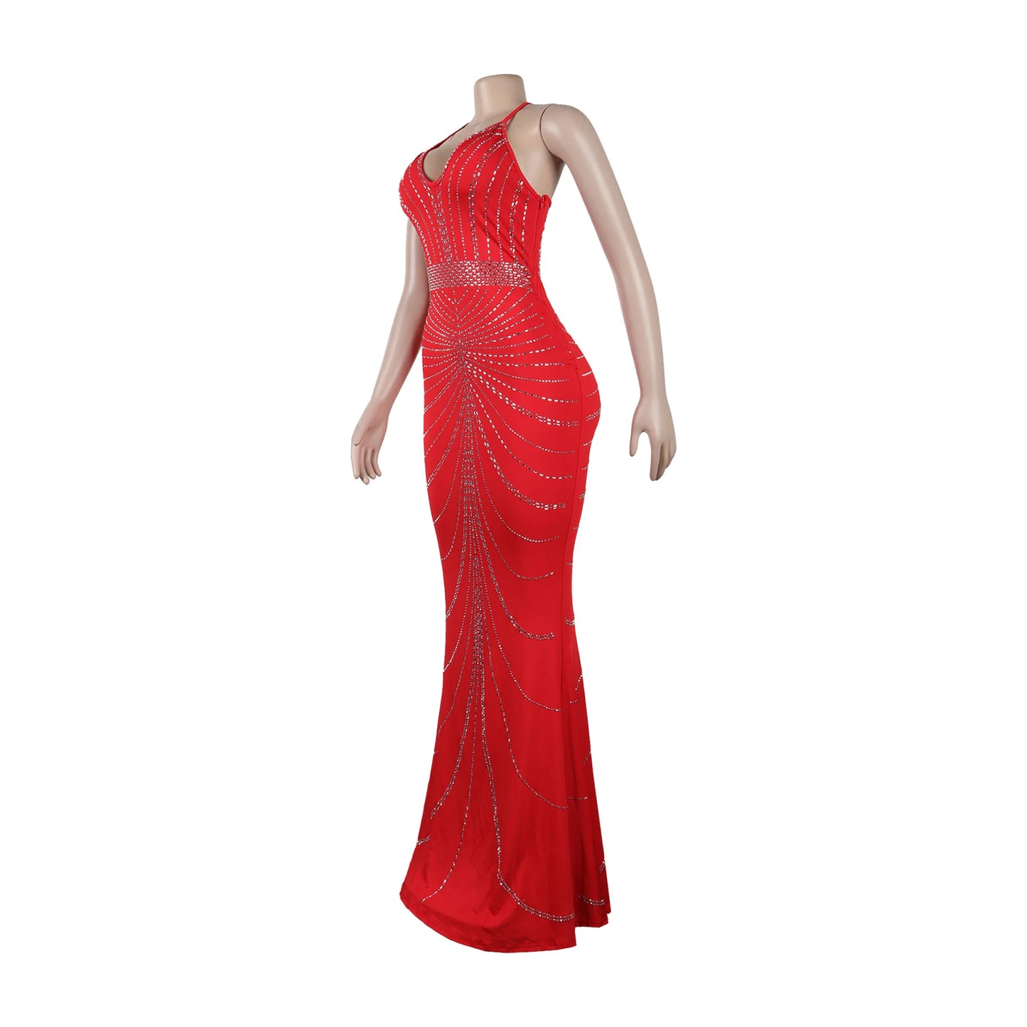 Sparkling Solid Color Hot Diamond Sheer Mesh Long Skirt, Elegant and Luxurious Spring Women's Cocktail Dress, Celebrity Clothing