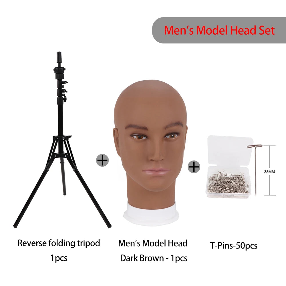Nunify 21-25Inch Canvas Block Head Mannequin Adjustable Wig Stand Tripod With Rotatable Head Holder For Hairdressing Exhibitions