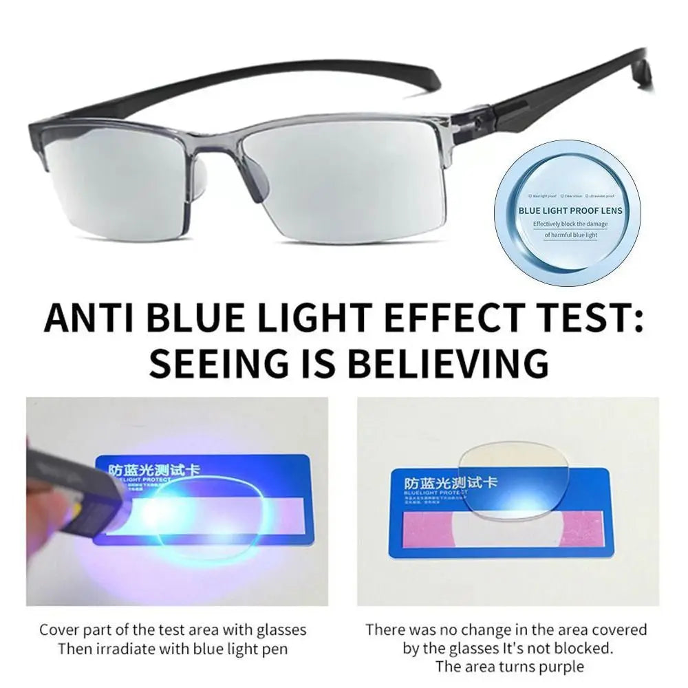 New Anti Blue Ray Reading Glasses Smart Automatic Zoom Reading Glasses Autofocus Power +1.0(100) ~ +7.0(700) Half-Rim Unisex