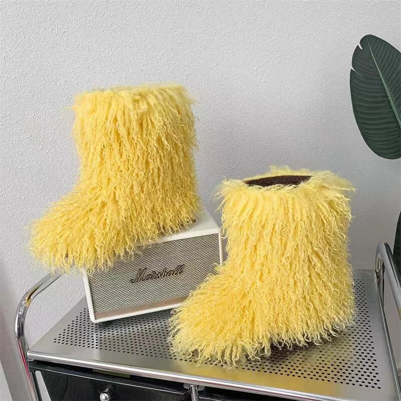 Y2K Kids Boots Winter Shoes New Faux Fur Toddler Girl Boots Fashion Colorful Fur Children Ankle Snow Boots Warm Shoes Girls