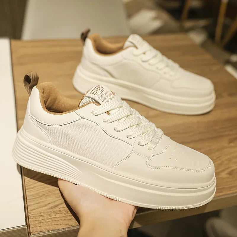 Men's Casual Sport Shoes Thick Bottom Invisible Heightening 10cm Rubber Outsole Synthetic Upper Breathable Lace-Up Sneakers