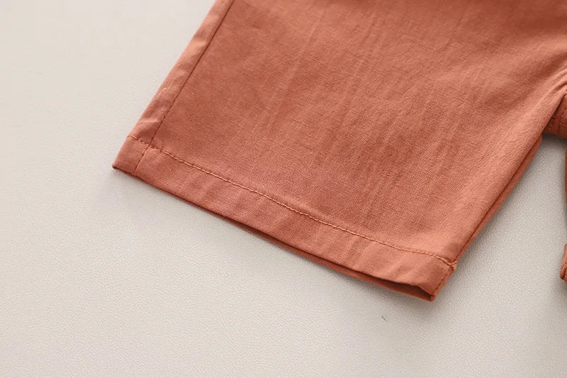 Toddler Summer 1st Birthday Boy Outfit 2024 Korean Style Striped Turn-down Collar Short Sleeve Shirts + Shorts Boys Clothes Sets