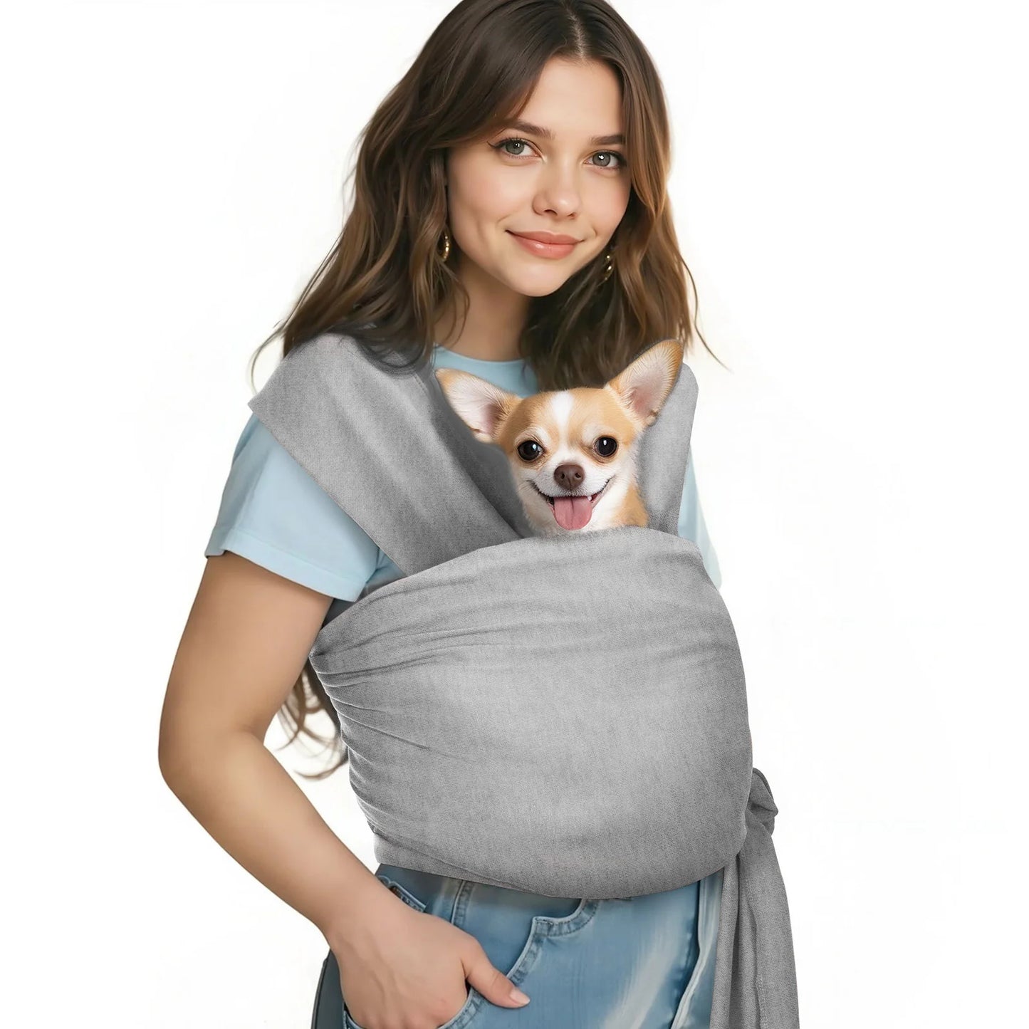 Pawaboo Pet Sling Carrier for Small Dogs and Cats Hands Free Dog Carrier Sling Anti-anxious Soft Cotton Front Facing Cat Carrier