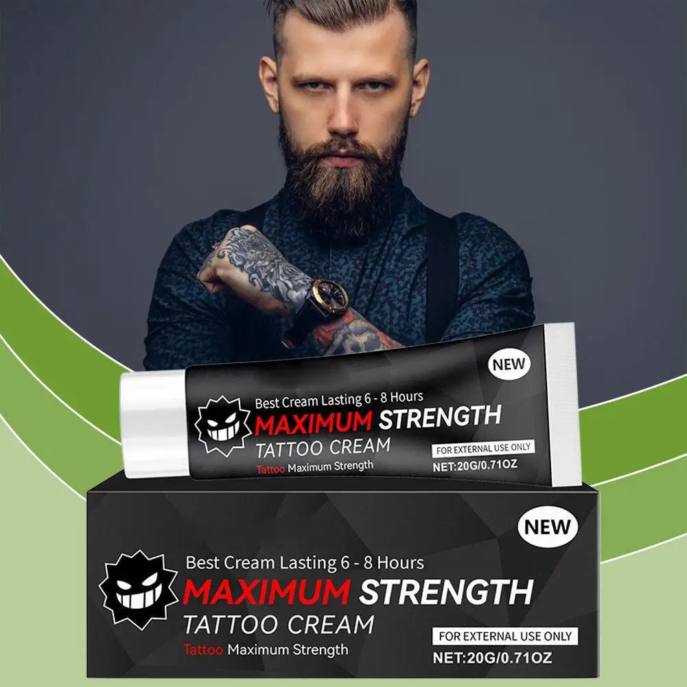 20g Maximum Strength Tattoo Cream, 6-8 Hours Long-Lasting Formula, Pre-Permanent Makeup & Piercing Skin Care