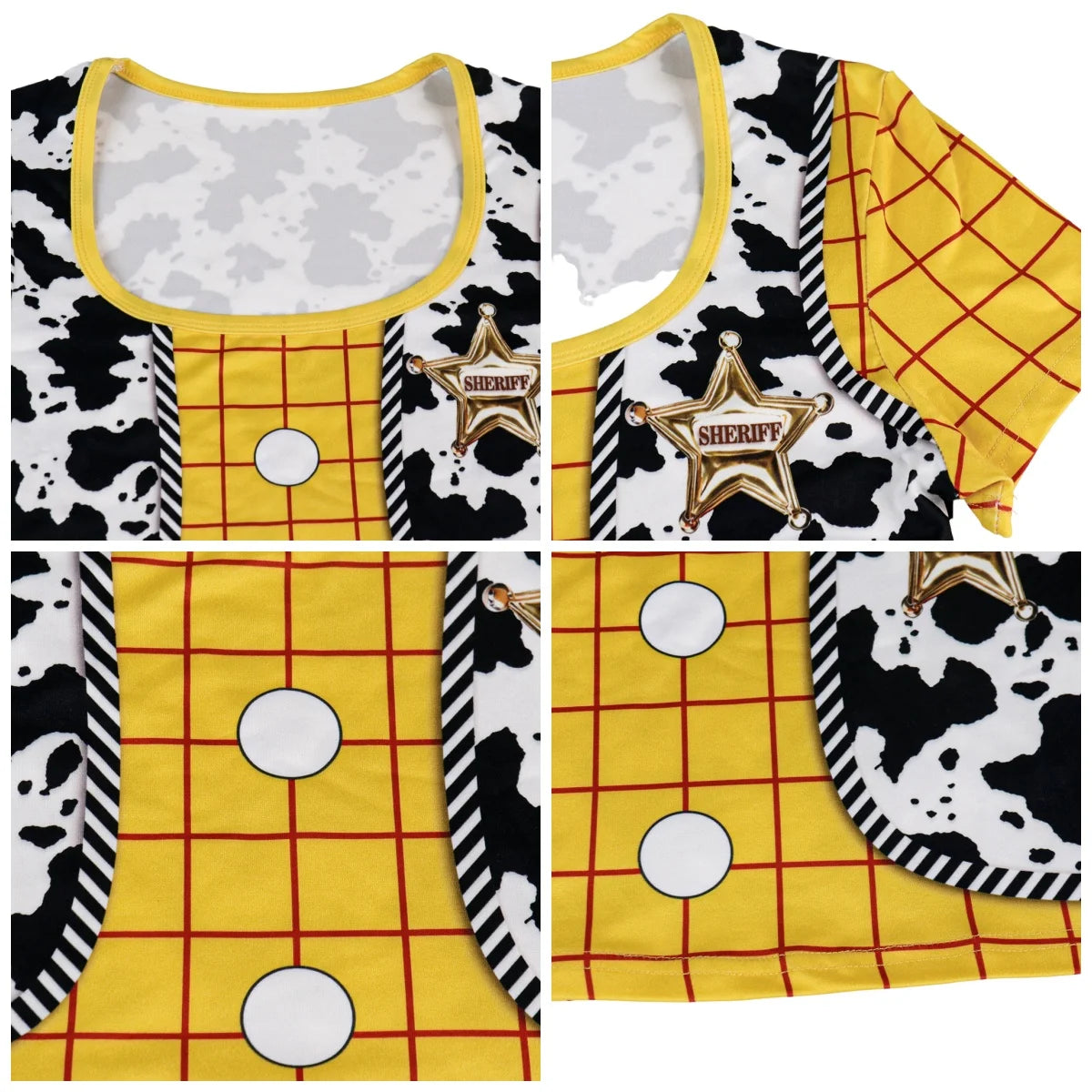 Halloween Woody Cosplay Costume For Women Movie Character Print Skirt Set Summer Short Sleeve Crop Top Party Performance Outfits