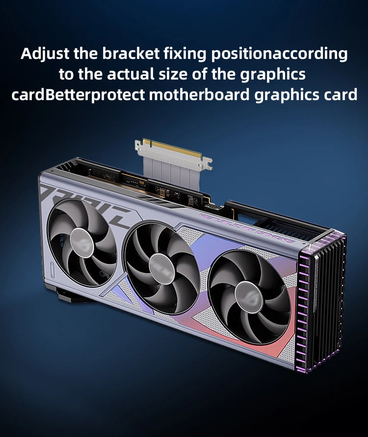 Teucer Vertical GPU Mounting Bracket PC Graphics Card Holder PCI-E 3.0/4.0 x16 Anti-interference Flexible 90° Extension Cable