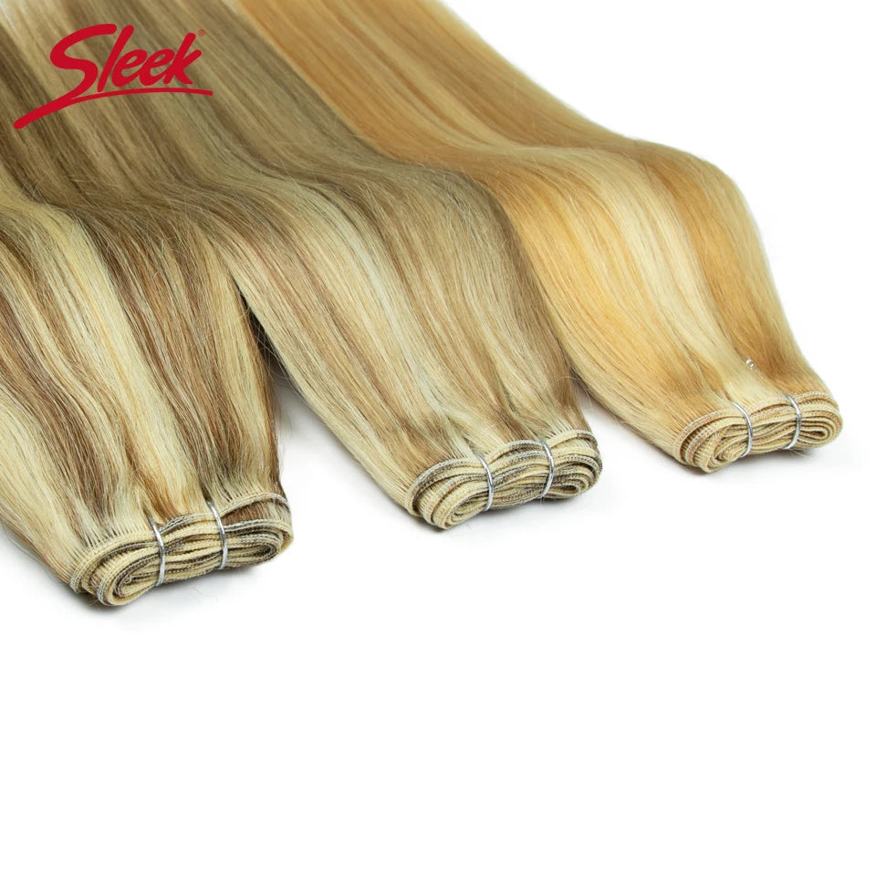 Sleek Peruvian Straight Human Hair Double Drawn Natural Human Hair Weave Bundles Natural Brown #27 #613 Remy Human Hair Bundle
