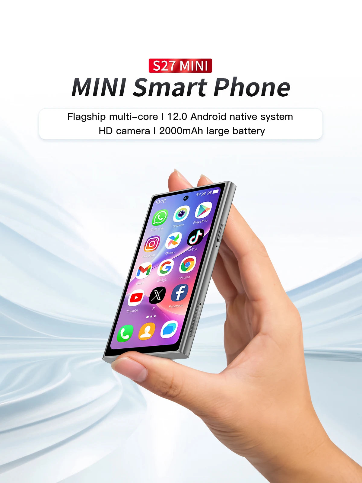 SERVO S27 Mini Android OS Cute Smartphone 4G LTE 3GB+64GB Play Store GPS WiFi Face ID 4.0"  Small Smart Phones Dual SIM Standby