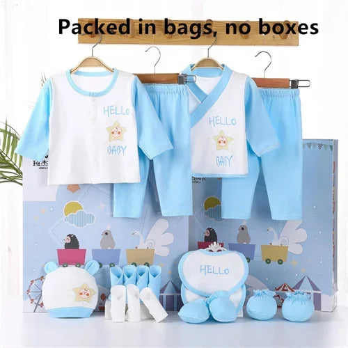 18piece/lot Newborn Baby Clothes For Girls Boys Sets New born Hat Bib 100% Cotton Infant Spring Autumn Soft Boy Clothing