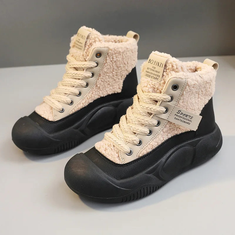 Women's Winter Sports Shoes Fashion Warm High Sneakers Woman Ankle Snow Boots Ladies Casual Sport Skateboard Safety Padded Shoes