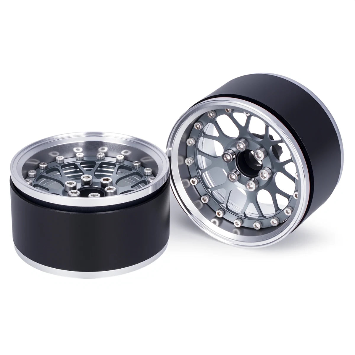 4Pcs 2.2 Inch Aluminum Alloy Beadlock Wheels Rim 12mm Hex for 1/10 RC Crawler Axial SCX10 90046 Wraith Capra TRX4 TRX6 D90