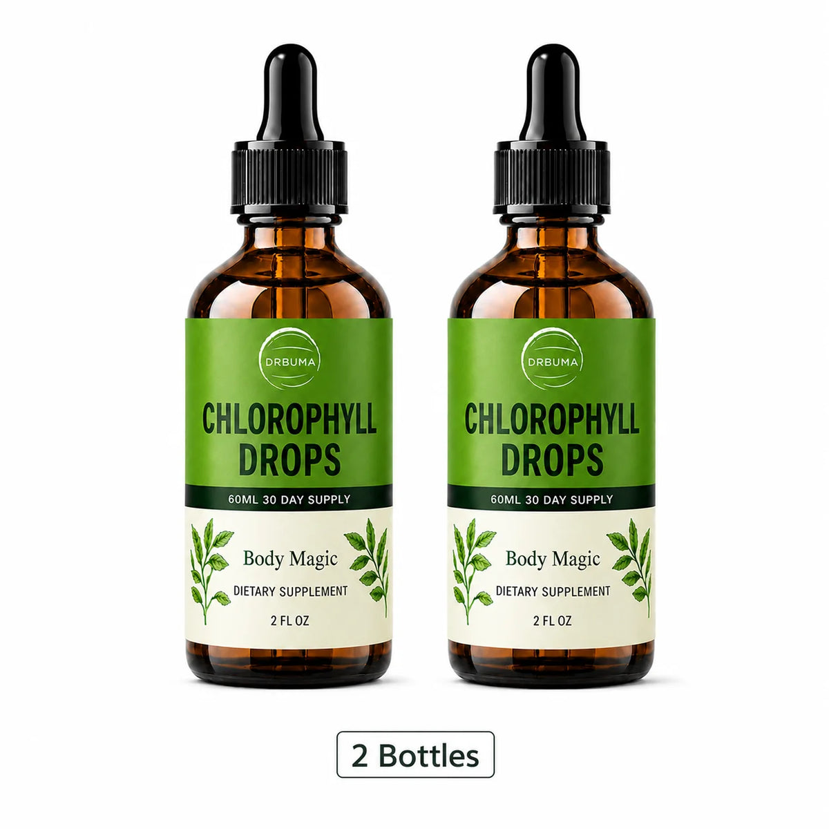 Premium Liquid Chlorophyll Supplement, Mint Flavor, Natural Complex, Easy to Take, 2 Fluid Ounces Per Bottle