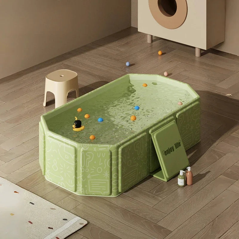 Durable Baby Bathtub Foldable Infant Bath Basin Thickened Large Portable Hot Tub with Shower Function for Home Travel Car Use