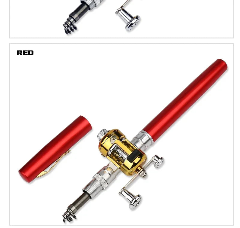 [Fish Rod+Reel+Line+Accessories] Pocket Fishing Rod Reel Full Kit Telescopic Mini Fishing Pole Pen Shape Folded Fishing Rod Kit