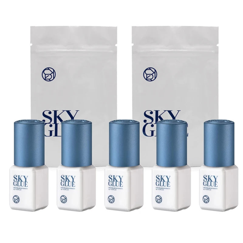 5 Bottles SKY S+ Glue for Eyelash Extensions 5ml Original Korea Sky Blue Cap False Lash Glue Makeup Tools Beauty Shop Supplies