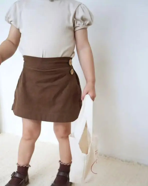 22316 Baby Summer Clothes 2024 Ins New Cotton and Linen Baby Girl's Skirt Short Leisure Crotch Button Mori Hot Pants