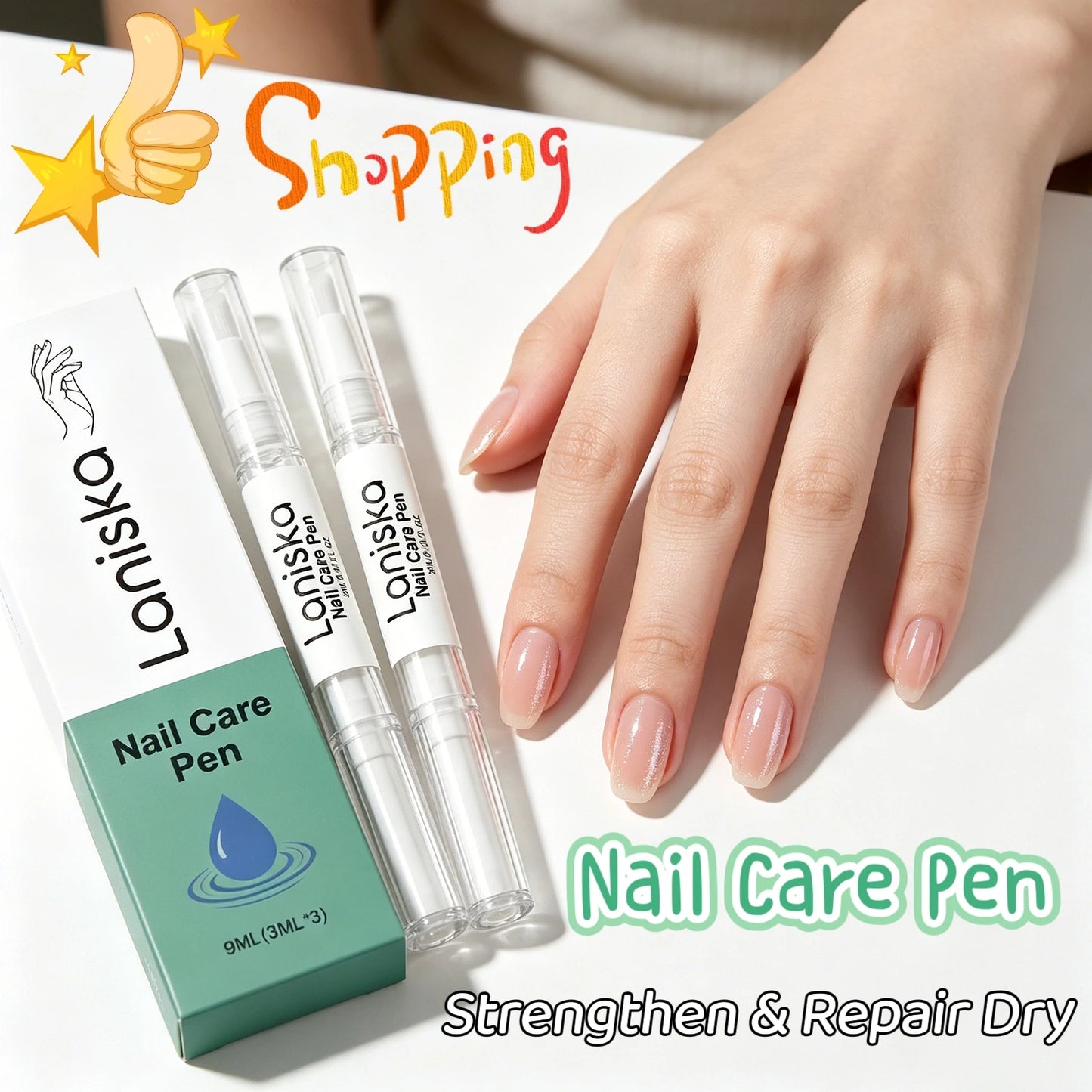 Laniska Nail Care Pen Cracked Nail Repair Cuticle Nail Strengthener and Growth Non-greasy Tea Tree Oil Nourishing Nail Oil Pen