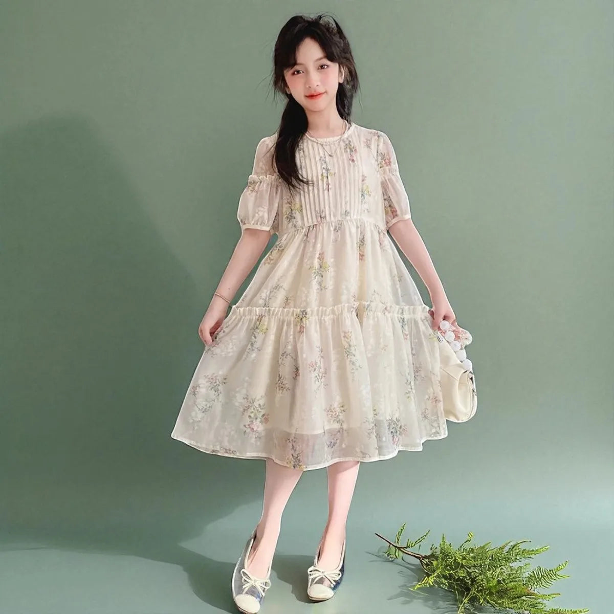 Summer Outfits Baby Kids Flower Dresses for Girls Princess Dress Floral Short Sleeve Children Lolita Costumes 6 8 10 12 13 Years