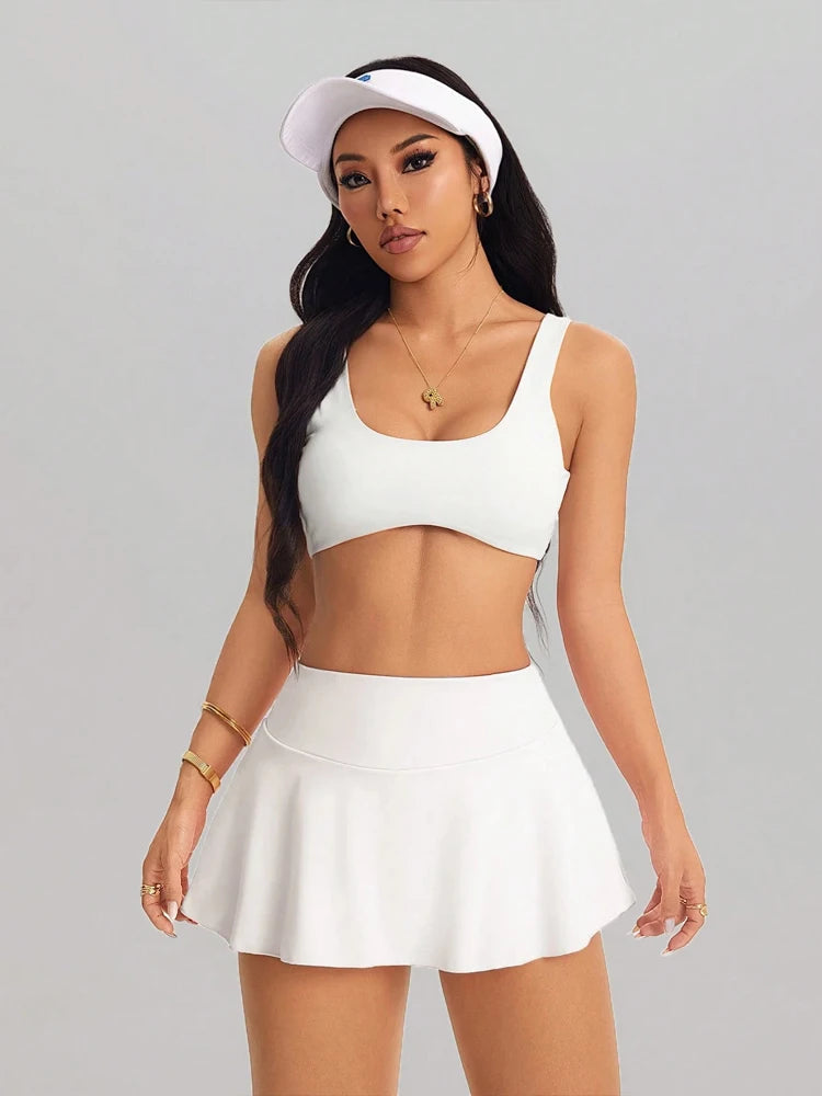 Women's Seamless High Waisted Tennis Style Pleated Skirts With Inner Pocket Breathable Quick Drying Sports Yoga Golf Skirt Short