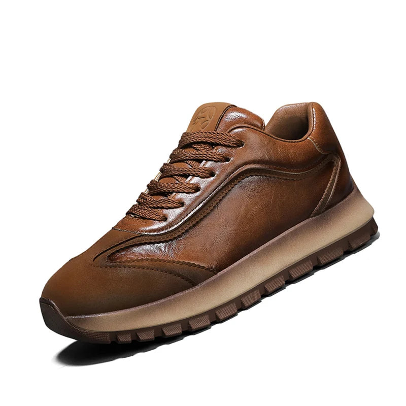Classic Leather Casual Sneakers for Men Comfortable Sport Shoes High Quality Platform Shoes Lace Up Anti Slip Men Athletic Shoes
