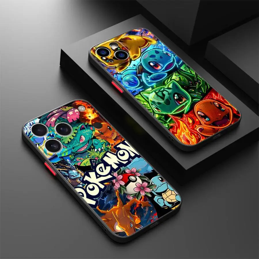 Funda Back Phone Cover Case for iPhone 17 Pro Max 15 13 Mini 11 17e 7 8 SE 12 14 XS XR 16 Plus Air Retro Anime Pokemon
