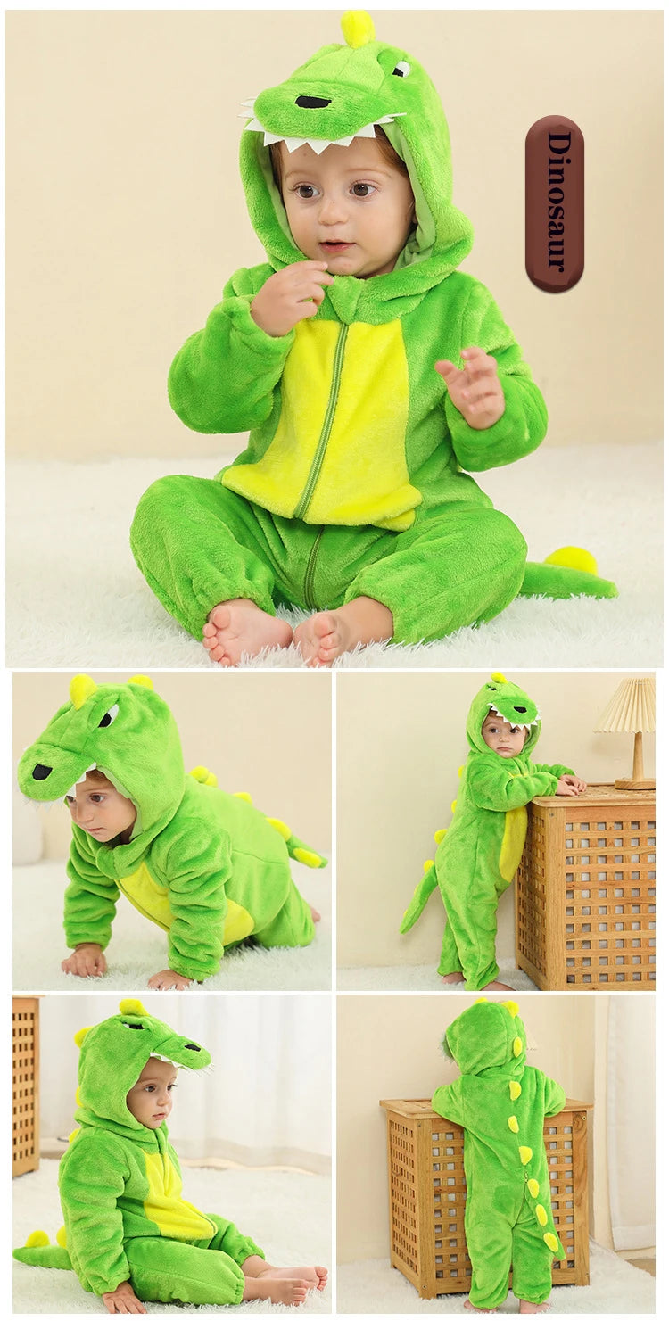 Autumn Winter Cartoon Style Winter Long Sleeve Baby Boys Girls Rompers Toddler Kids Playsuit Jumpsuits Baby Clothes Child Onesie