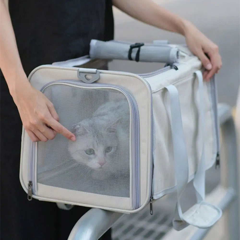 New Oxford Cat Carrier Handbag Breathable Large Capacity Cat Transport Bag Waterproof Foldable Pet Carrying Bag Outdoor
