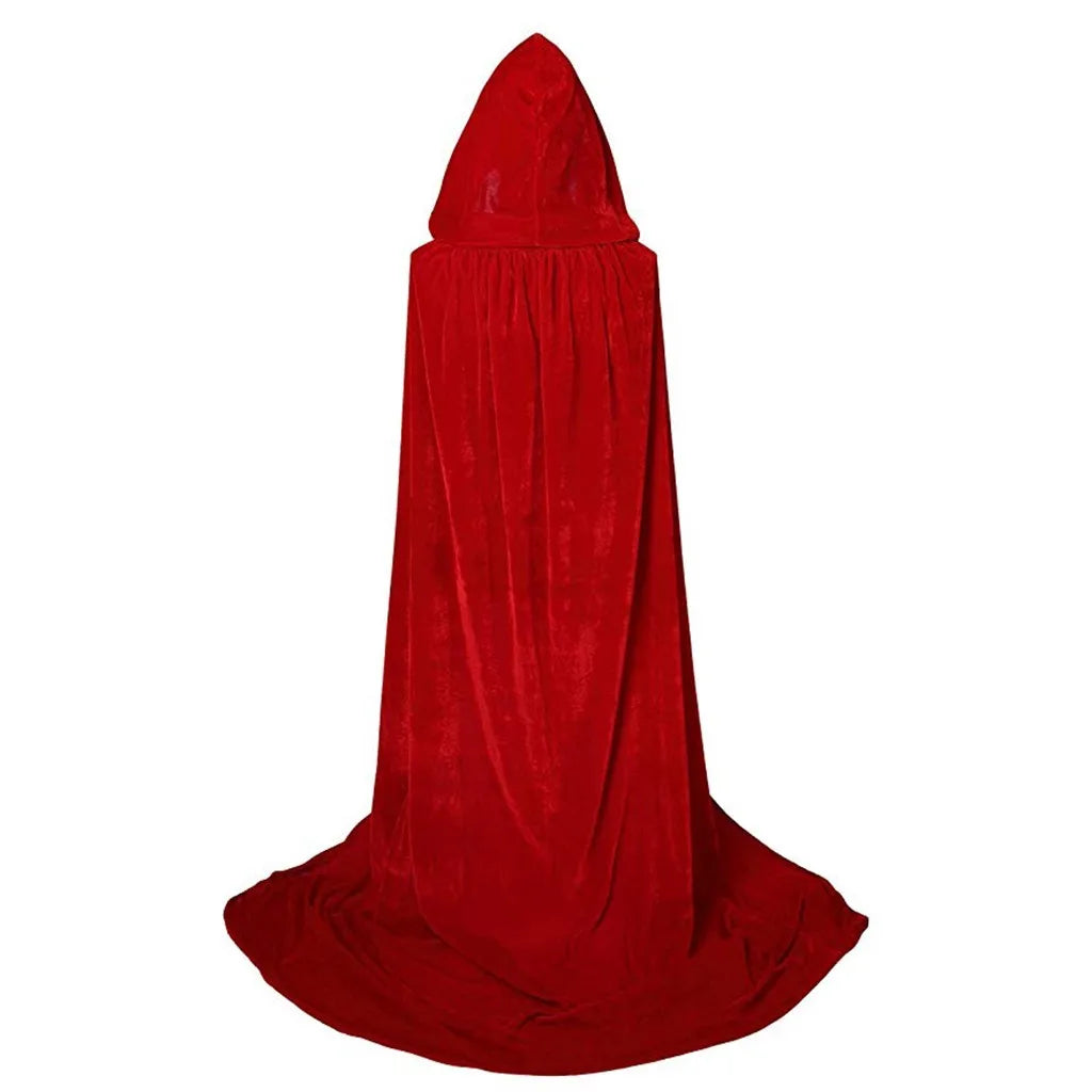 Halloween Costume Unisex Cosplay Death Cape Long Hooded Cloak Wizard Witch Medieval Cape S-Xl Black White Red Coffee Blue