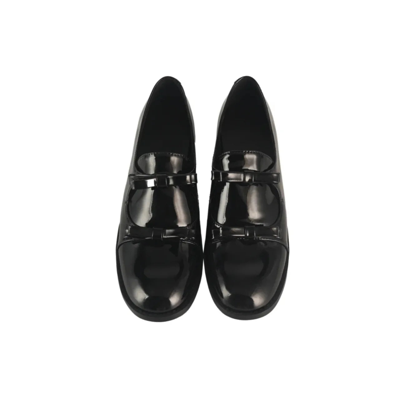Preppy Double Bowtie Oxfords Woman Low Heels Flats Shiny Small Leather Shoes Ladies College Girls Sneakers Femmes Derby Loafers