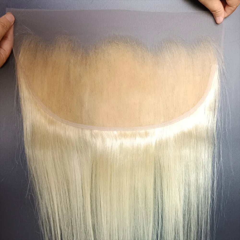613 Blonde 13x6 Lace Frontal Skinlike 12A Brazilian Virgin Blonde Human Hair Frontal 12-20 Inch Pre-Plucked Full End