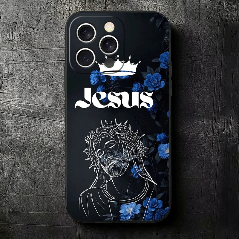 God Jesus Pray Cross Bible Soft Phone Case for iPhone 16 16E 17 Air 15 Pro Max 14 Plus 13 Mini 11 12 7 Black Cover Back Shell
