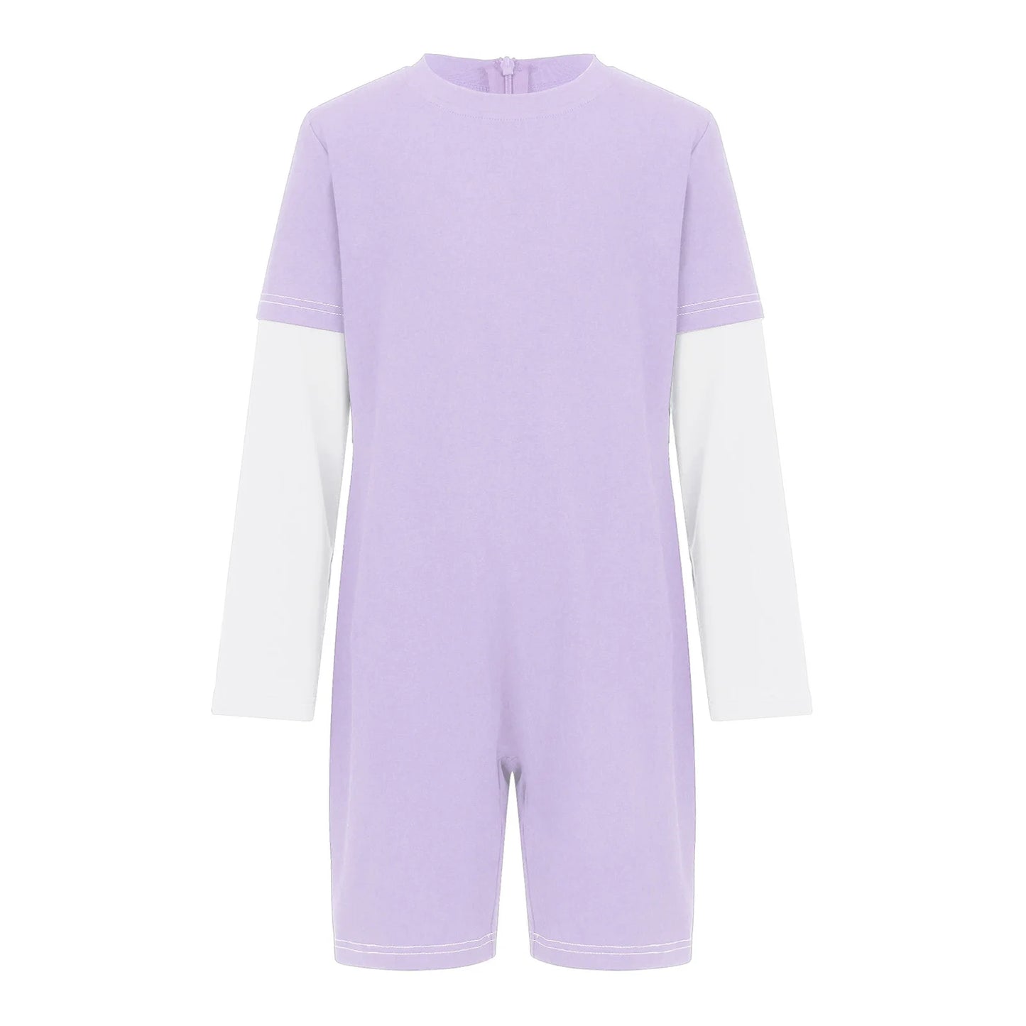 Children Special Needs Adaptive Clothing Solid Color Long Sleeve Zipper Back Jumpsuit Cotton Rompers Workout Sports Bodysuit