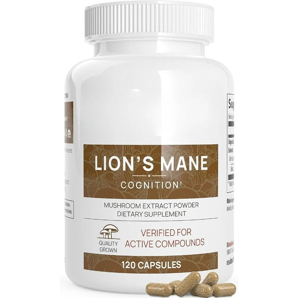 Lion’s Mane Mushroom Extract Capsules 1000mg, 300mg Beta Glucans, 120 Count, Vegan Non-GMO Gluten Free Daily Blend
