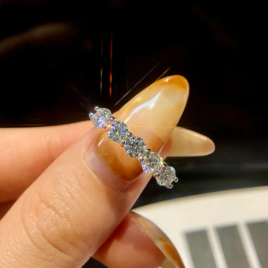 GRA Fashion Real 0.3CT*5 Moissanite Rings for Women Gift 925 Sterling Silver Brilliant Diamond Wedding Luxury Fine Jewelry