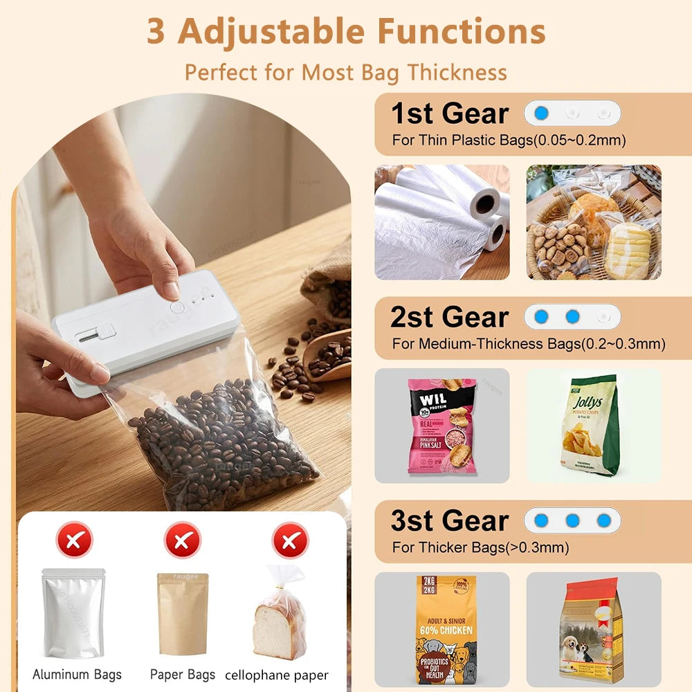 Plastic Bag Sealer Mini Heat Bag Sealing Machine Handheld Portable Plastic Bag Sealing Machine USB Rechargeable Mini Heat Sealer