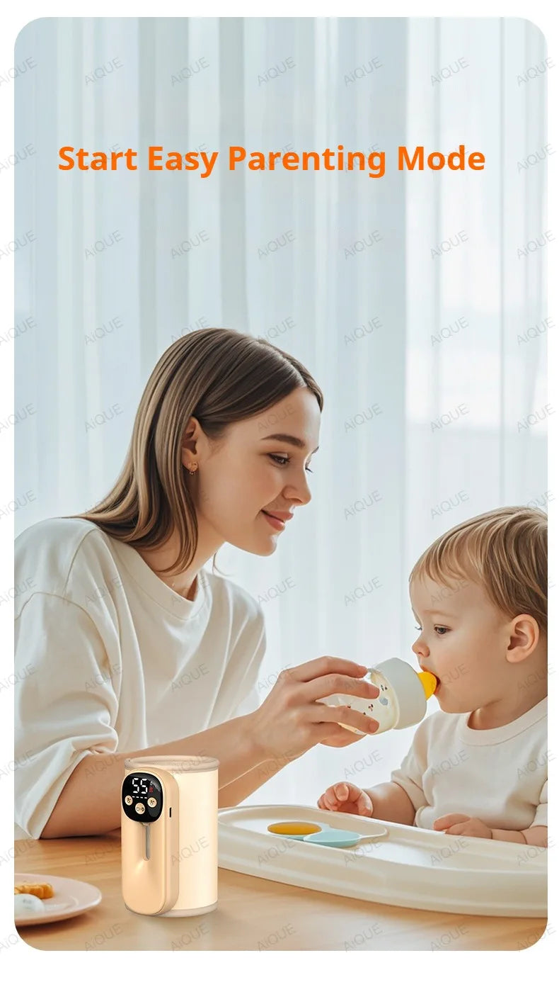 AiQUE 10400mAh Cordless Baby Bottle Warmer Smart Temperature Control USB Fast Charging Outdoor Travel Milk Warmer for Feeding