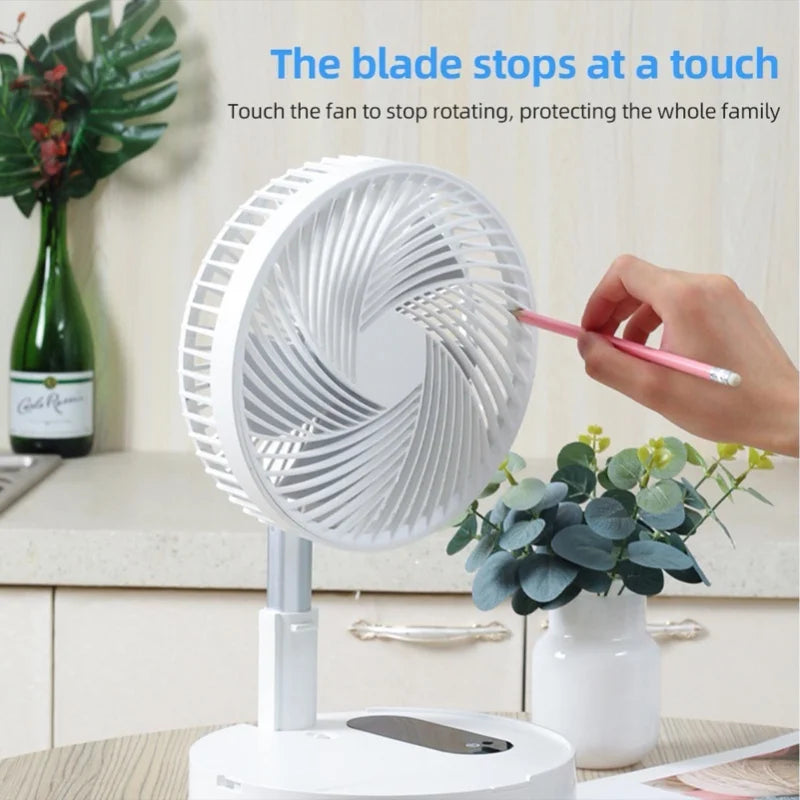 Portable 8.3in Folding Fan Touchscreen Remote Control Standing Desk Cooler 120 Angle 10000mAh Battery Powered Night Light USB