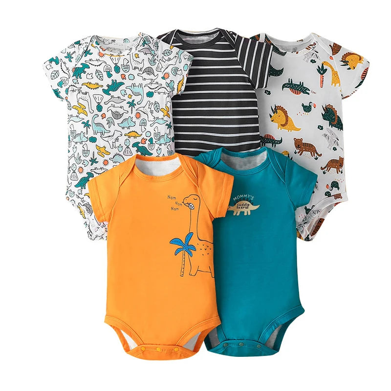 5 Pairs Newborn Baby Bodysuit Short Sleeve Infant Jumpsuit Short Sleeve Cotton Overalls Newborn Infant Jumpsuit  Kids Baby Roup
