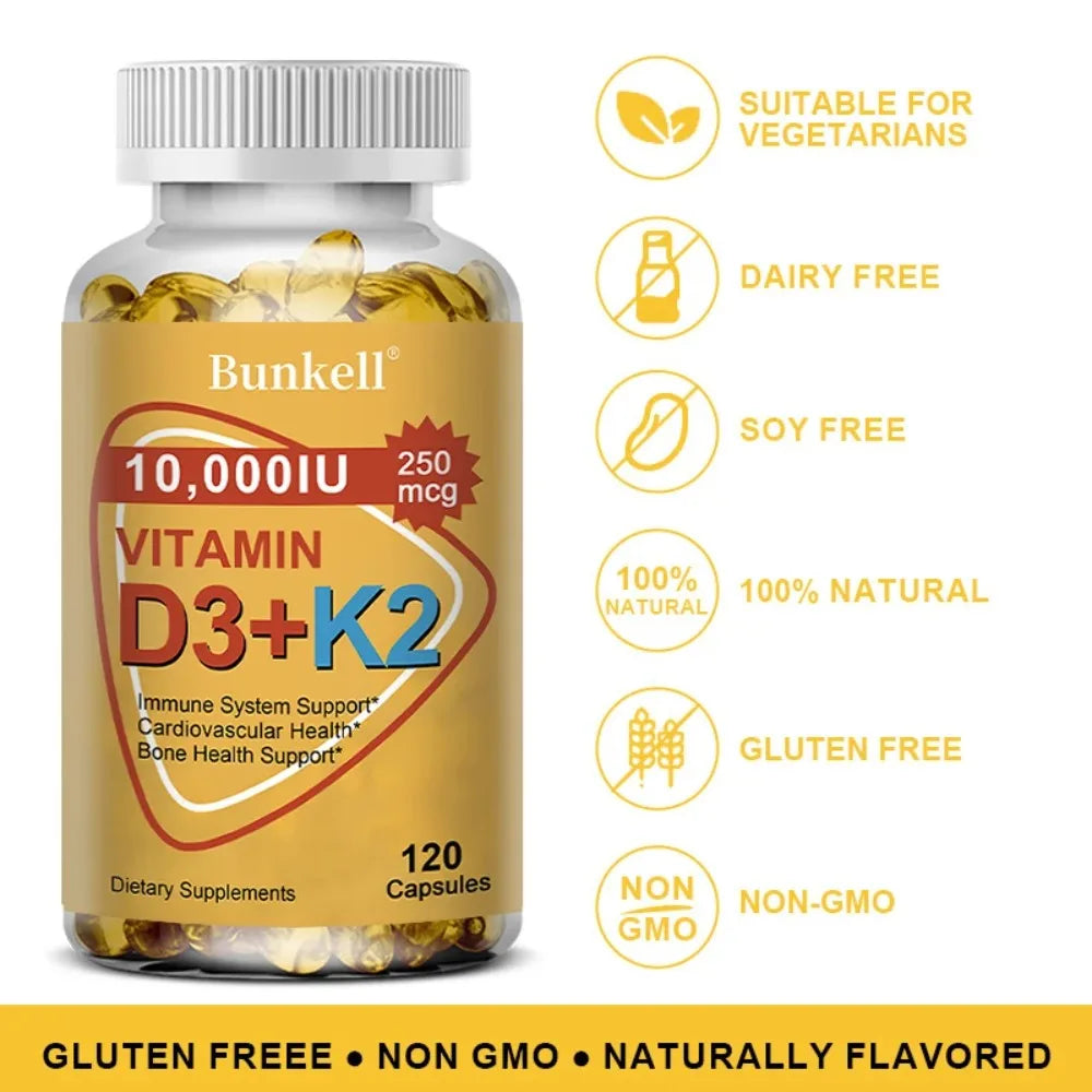 VITAMIN D3 & K2 - Nerve, Muscle, Heart, Bone and Dental Health, Immune System Health
