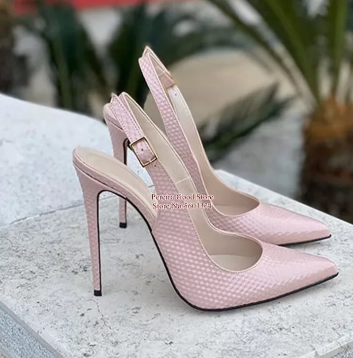 Yellow Snakeskin Slingback Pumps Pointy Toe Shallow Stiletto Heels Dress Shoes Cut-out Heels Women Shoes 12Cm 10Cm 8Cm