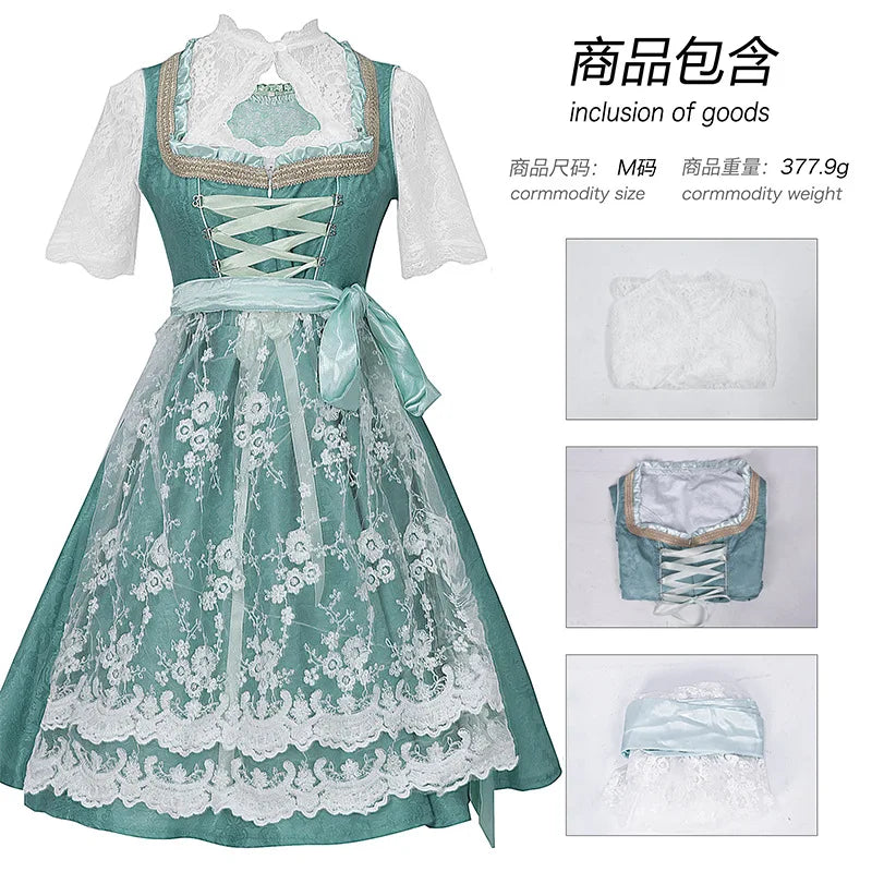 Halloween Carnival Cosplay Costume German Oktoberfest Maid Dress Woman Bavarian Traditional Embroidery Outfits Performance Girl