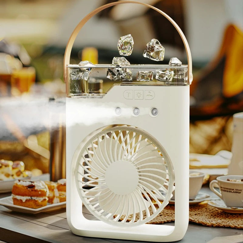 Camping Essential Oil Air Cooler Outdoor Portable Misting Fan with Interchangeable Fragrance Pads,Compact Desktop Cooling System