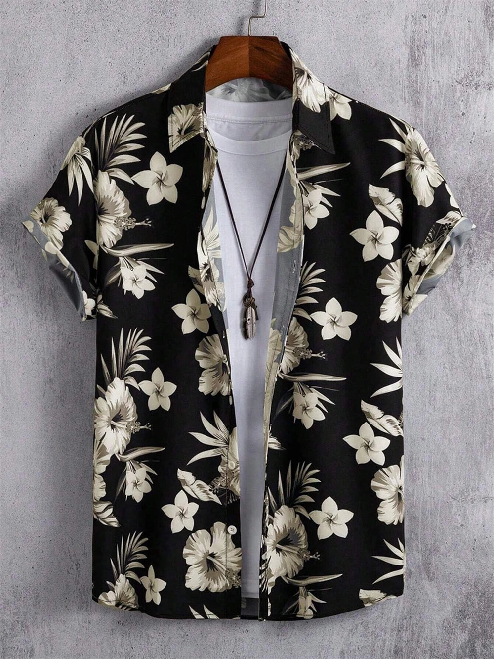 Men's Coconut Tree Graphic Print Short Sleeve Lapel Shirt Tops Men's Casual Button down Shirts Clothing Versatile Shirts