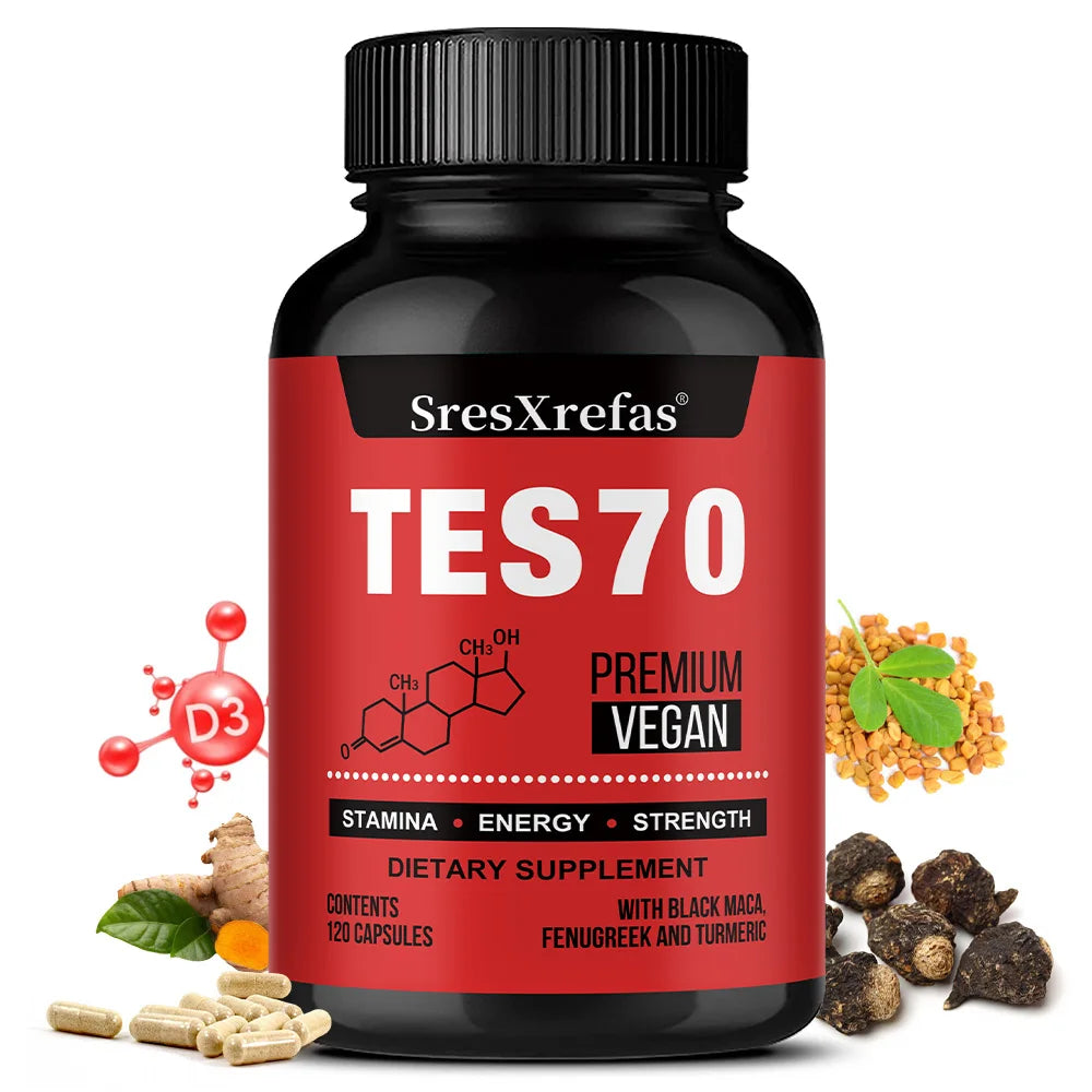 Fenugreek Supplement Capsules, with Turmeric, Black Maca, Endurance, Energy, Strength Support, Improves Mood, Overall Health