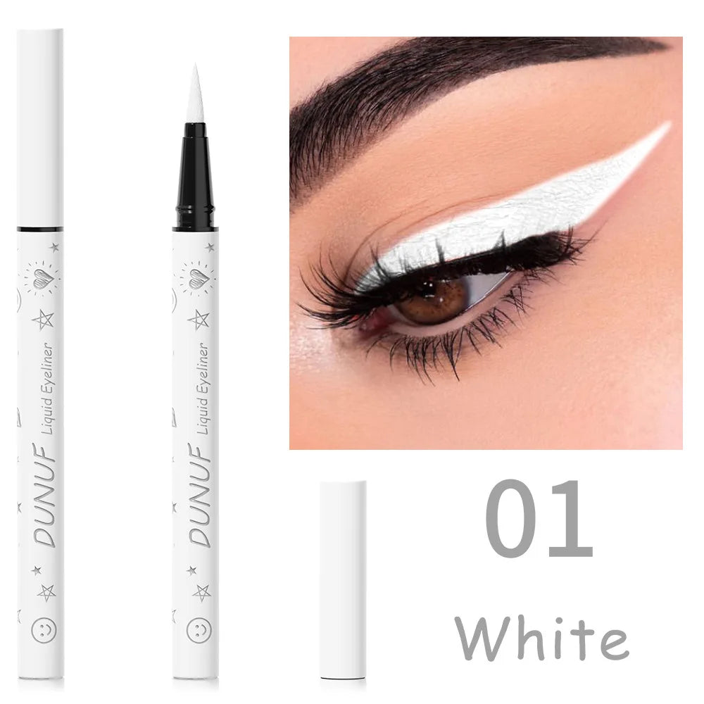 DUNUF New 12 Color Ultra-fine Matte Colorful Liquid Eyeliner Pencil Waterproof Lasting Makeup Eye Liner Pen Black Brown Cosmetic