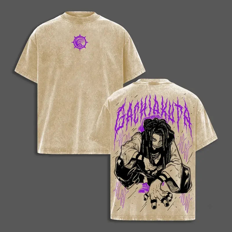 Jabber Wongar Print T-shirt Anime Gachiakuta Clothing Men Women Cotton Tshirts Retro Washed T Shirt Harajuku Short Sleeve Tops